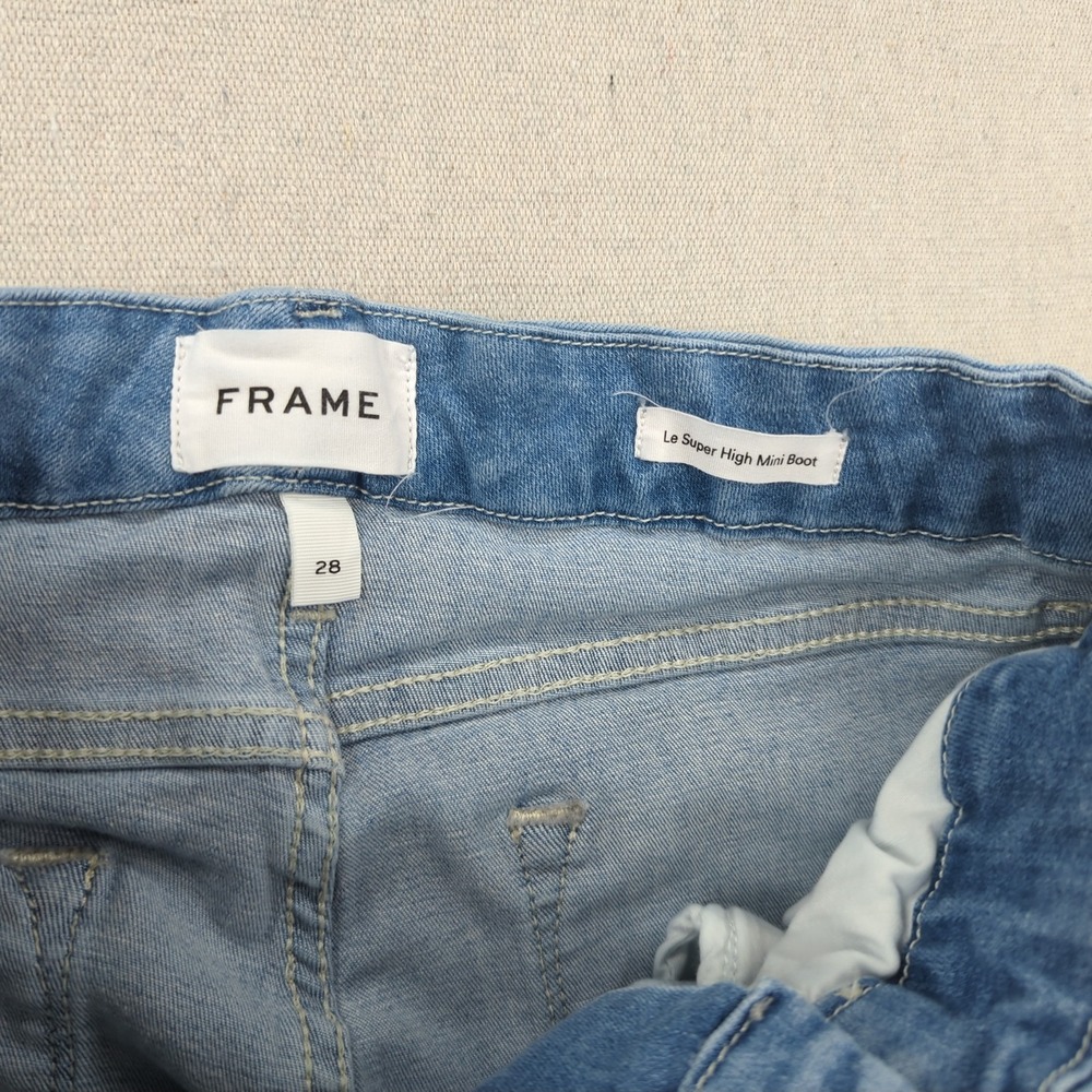 Frame Jeans Womens 28 Blue Le Super High Mini Boot Cut Stretch Split Cuff - Picture 10 of 16